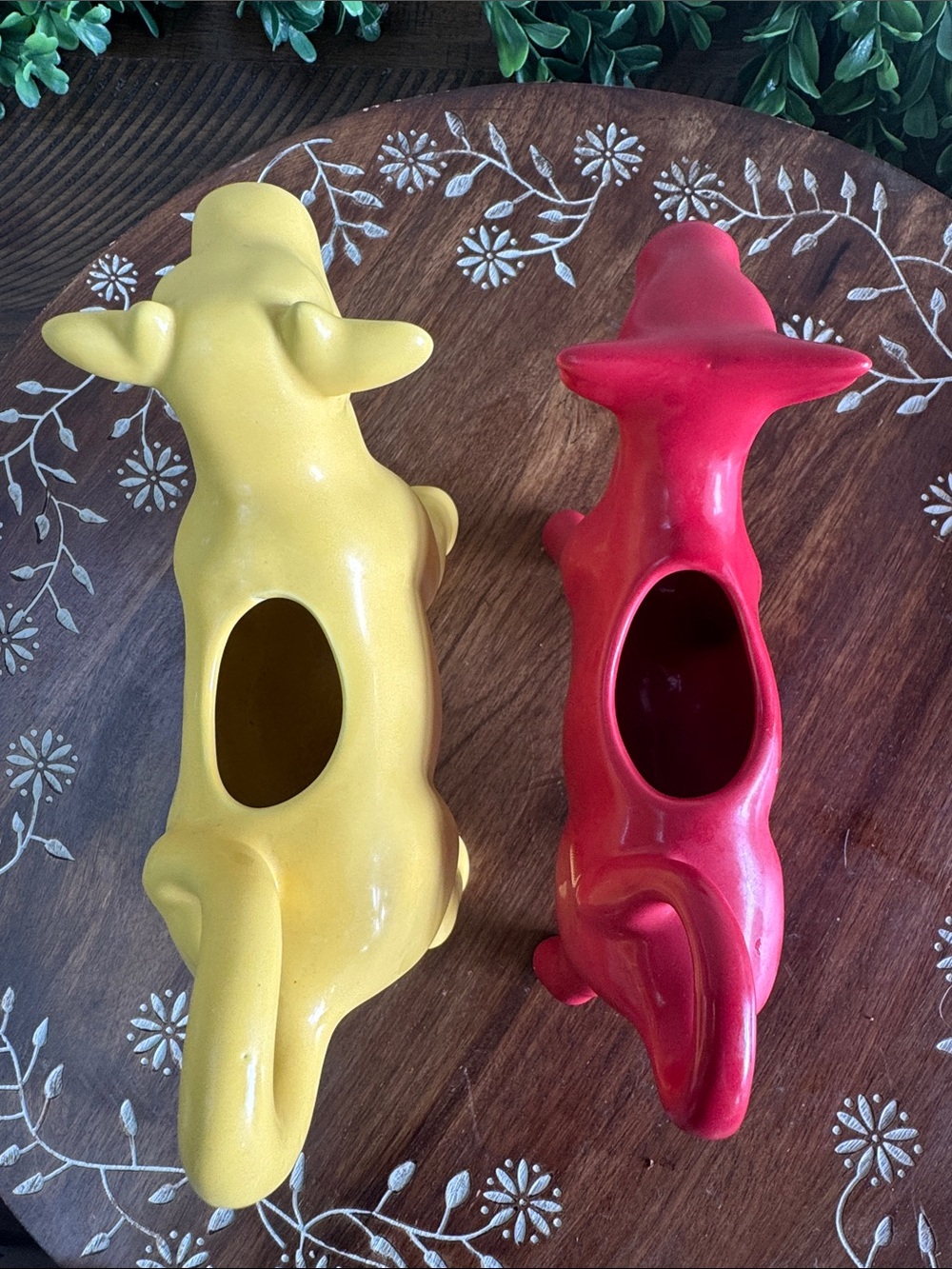 Yellow and Red Ceramic Cow Milk Pitcher Set - Picture 5 of 5